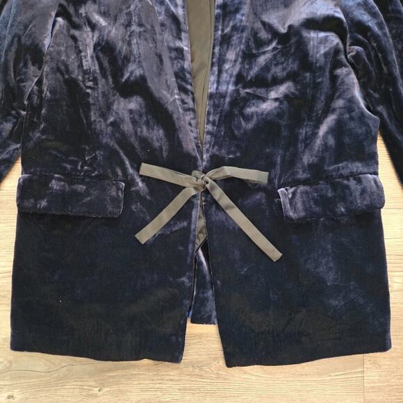 rsvp by Talbots Women's Tie Front Velvet Blazer Dark Navy Size 12P - Picture 5 of 10